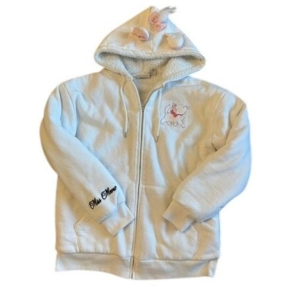 Disney x Forever 21 Marie Aristocats Hoodie Women Small White Sherpa Ears Zip